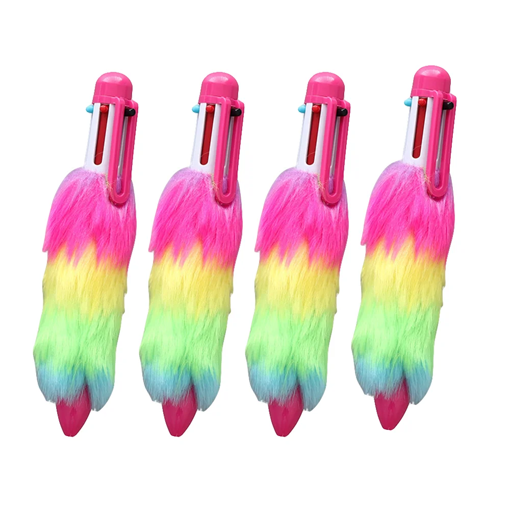 

4 Pcs Ball Point Pen Multicolored Pens Ballpoint Writing Stationery Six Colors Office Gift