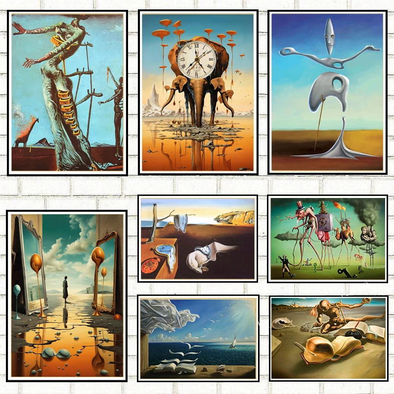 1PC frameless decorative art print,Surrealism Famous Artwork By Salvador Dali Posters and Prints Canvas Painting Wall Art Pictur