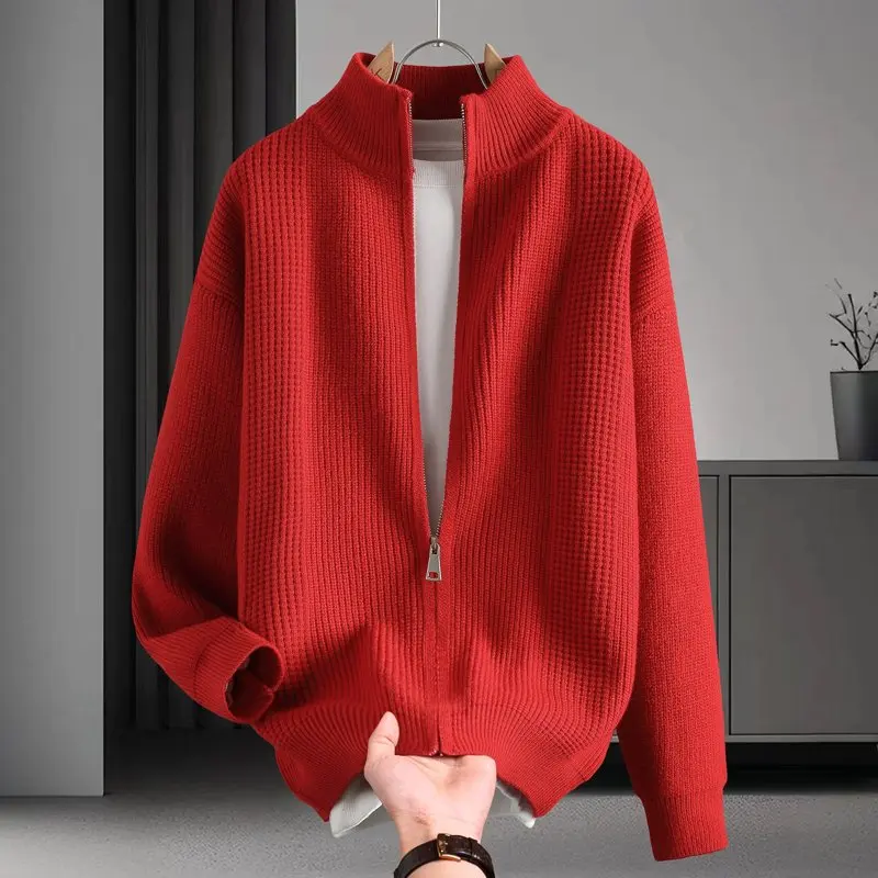 New Arrivals Men's Casual Knitted Cardigan Zipper Sweaters Jacket 2026 Autumn Loose Warm Coats Streetwear Woolly Tops Clothing