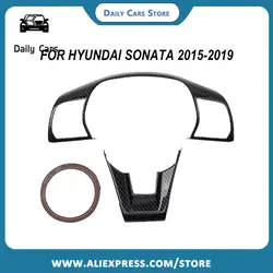 Enhance the Look of Your For Hyundai Sonata 2015-2019 with Scratch Proof Carbon Fiber Steering Wheel Button Cover Trim Set of 2