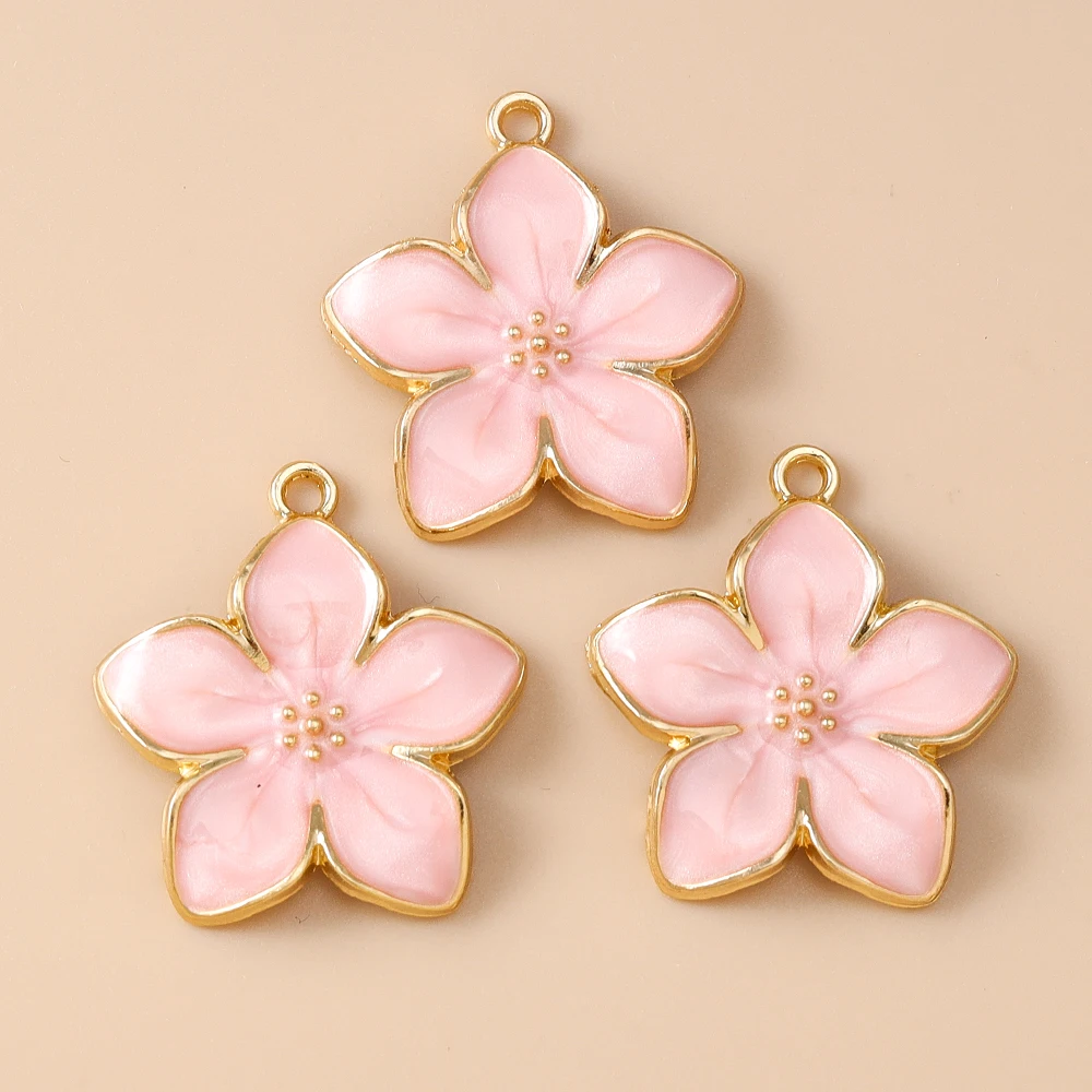 Leslie 10 Stück 25 x 27 mm hübsche bunte Blumen-Charms für baumelnde Ohrringe, Armbänder, Halsketten, Anhänger, DIY handgefertigte Schmuckherstellung – Detail 5