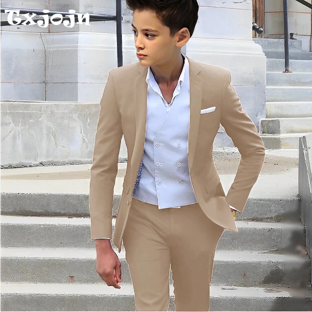 

Formal Boys Slim Fit Suits 2 Pieces Birthday Party Tuxedo,Smart Handsome Kids Suit Set Wedding Guest Outfit Plus Size 2-20T