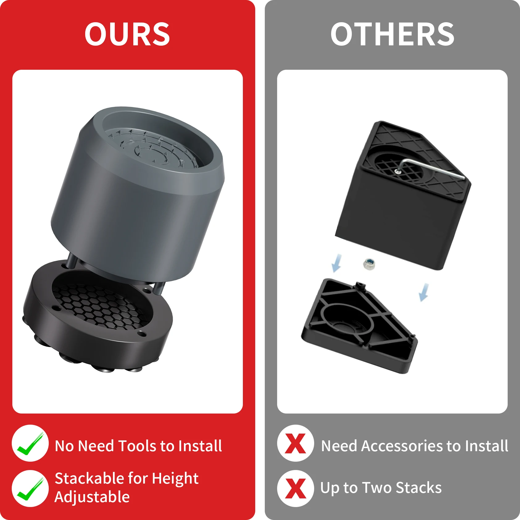 Anti vibrations pads für Waschmaschinen mit starker Adsorption Saugnapf halterung Waschmaschine Waschmaschine angehobener Fuß schützt – Detail 7