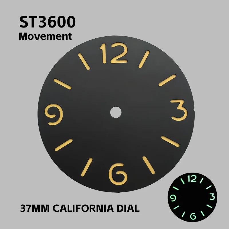 

37mm dial is suitable for ST3600 manual calibre ETA6497/6498, no date, no logo modified watch accessories.
