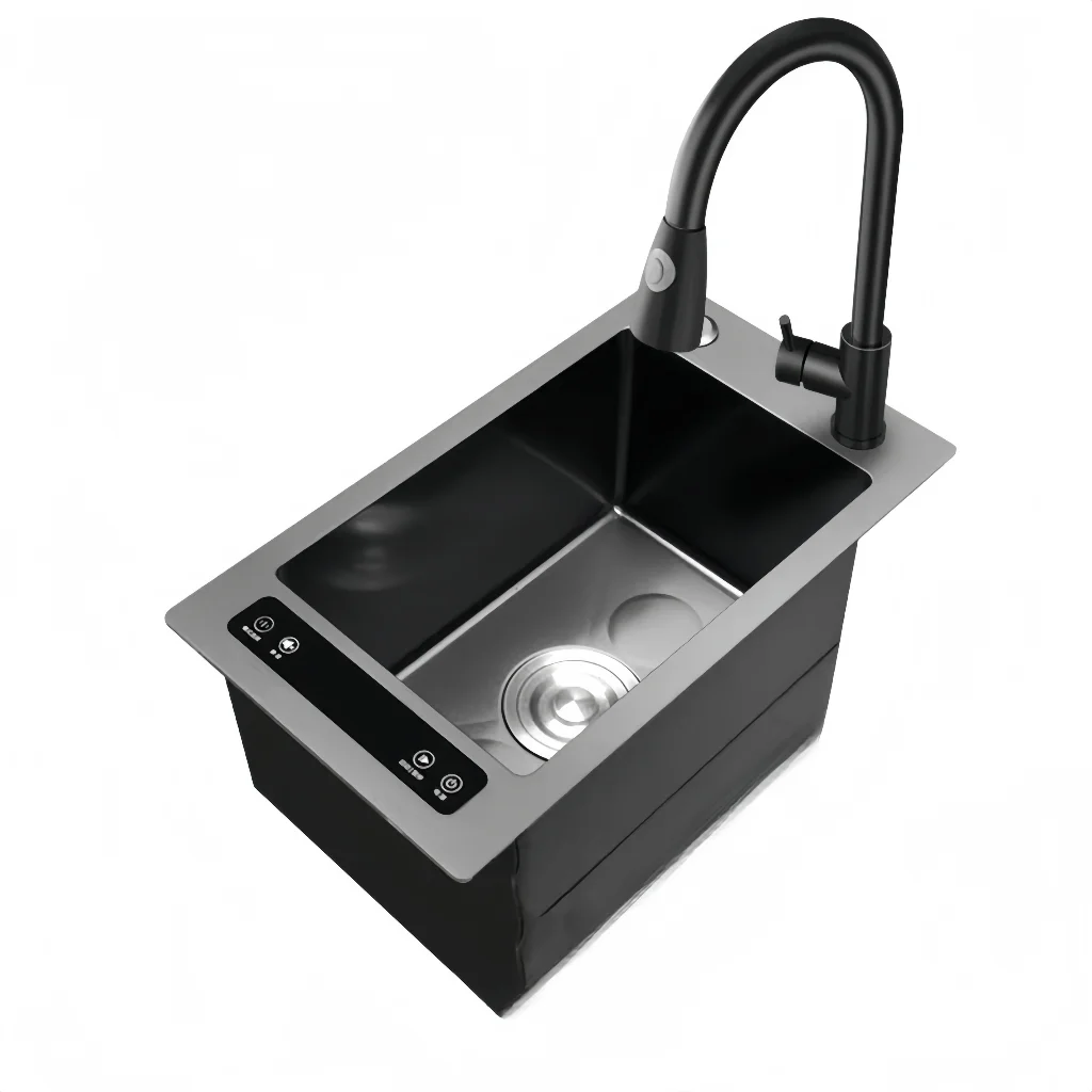 Handmade Single Bowl RV Kitchen Sink 304 Stainless Steel Without Apron Front Installation Or Faucet One-Hole Feature