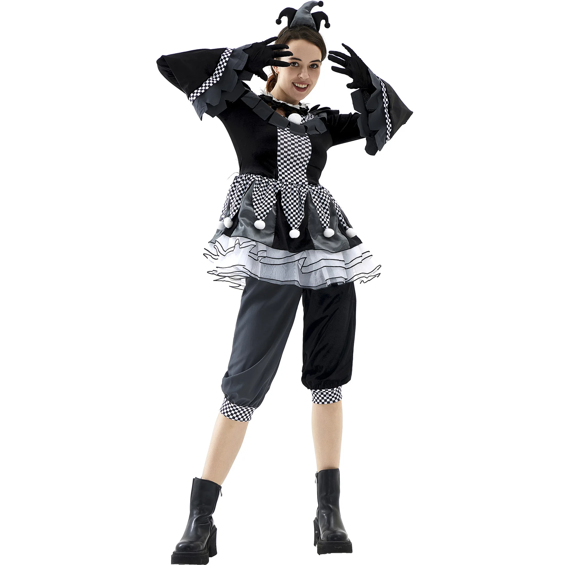 

M-XL Хэллоуин Злый Клоун Костюм Цирк Косплей Кукла-вампир Клоун