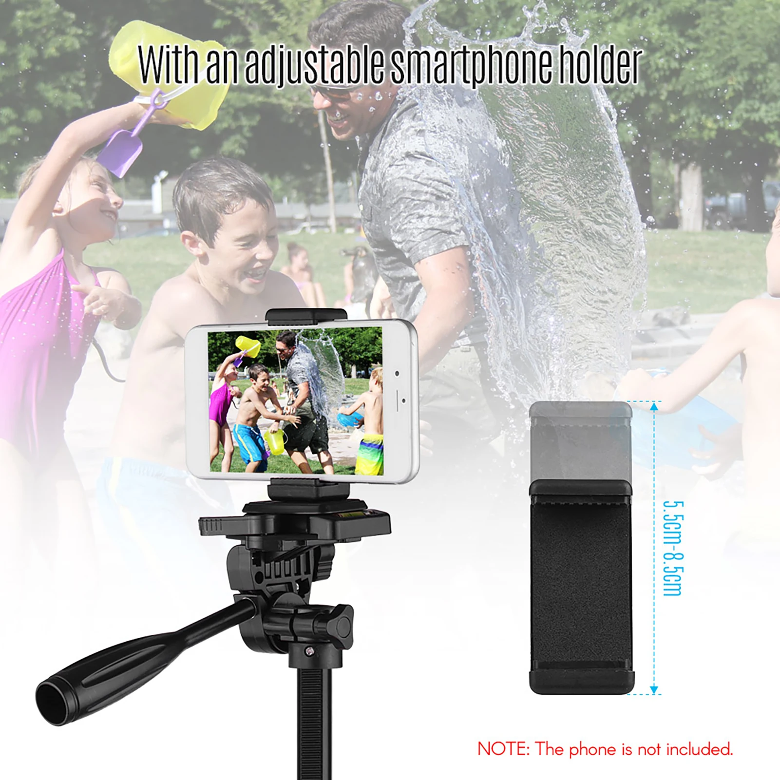 Andoer Treppiede leggero per fotografia Lega di alluminio Capacità di carico massima di 3 kg. Supporto per telefono altezza 135 cm/53 pollici per telefono con fotocamera DSLR