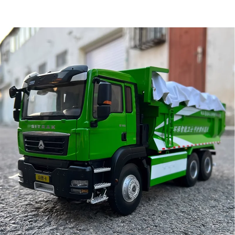Diecast 1: 24 Scale China National Heavy Duty Truck Shandeka G7 Environmental Sanitation Transport Car Alloy Tipper Truck Model