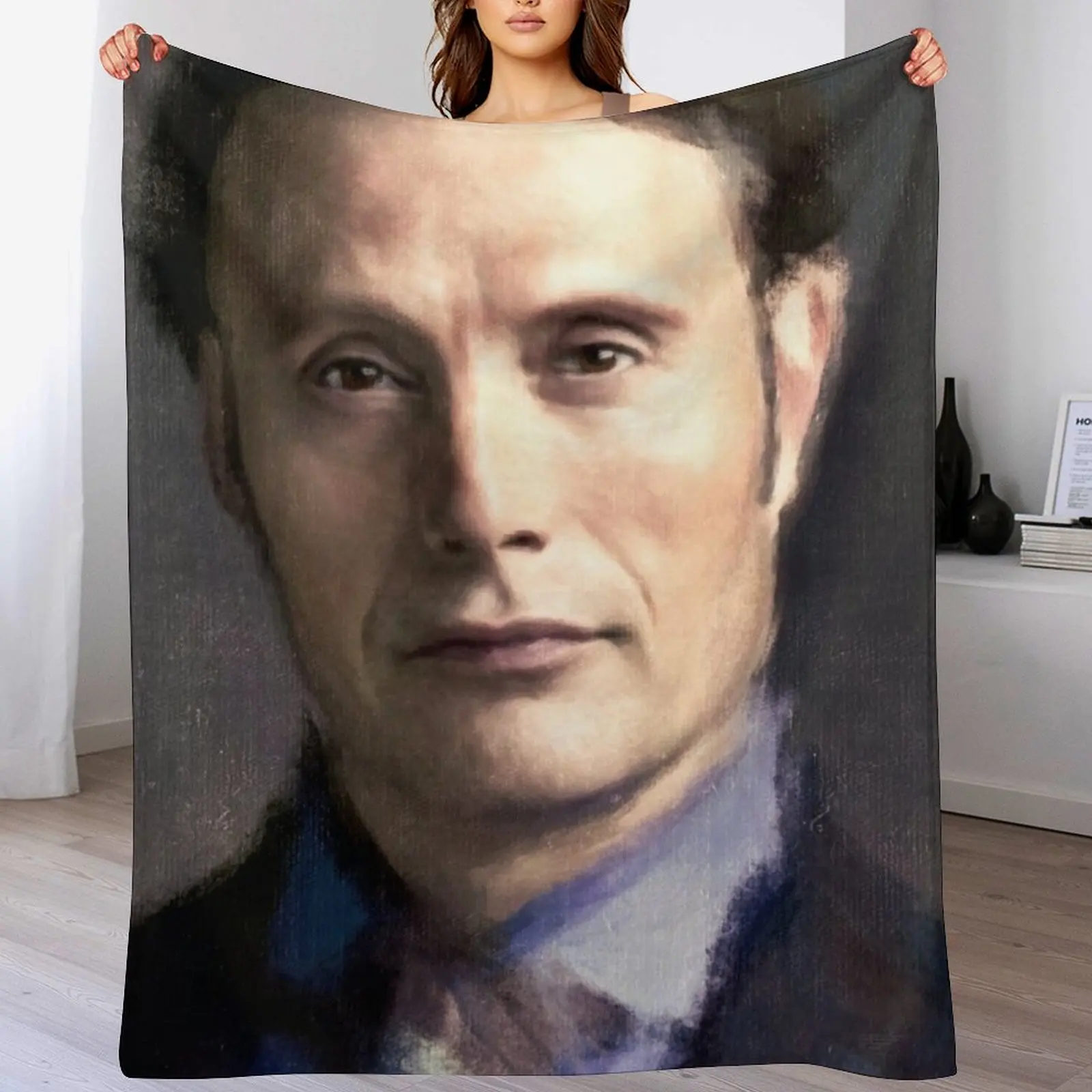 Hannibal Painted Portrait Throw Blanket All Season Soft Lightweight Blanket for Home