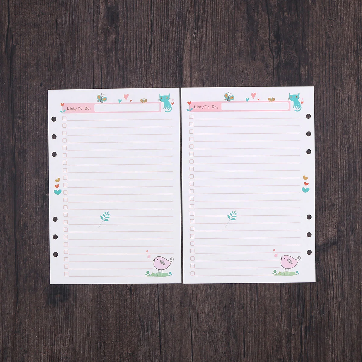 

2Pcs A5 Size Colorful 6 Holes Loose Leaf Paper Refills Smooth Surface Planner Filler for Spiral Notebook Daily Office Travel