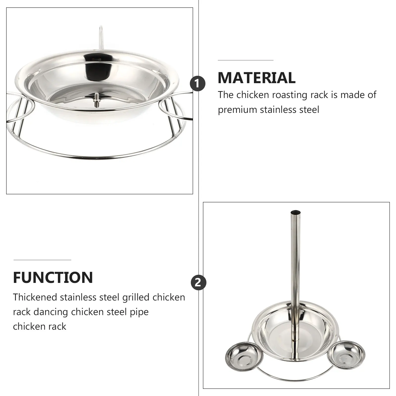 

1pc Stainless Steel Chicken Rack Practical Barbecue Roasting Rack Heat Resistant Outdoor Camping Grill Plate Silver