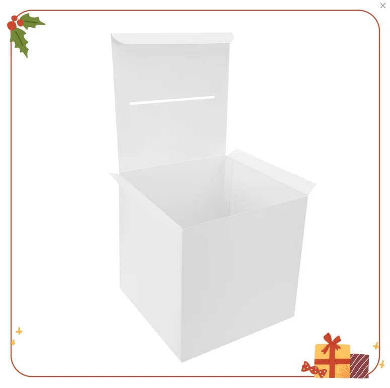 

White Card Box Elegant Paper Gift Boxes for Wedding Party Bridal Shower Keepsake Raffle Tickets Birthday Occasions Storage
