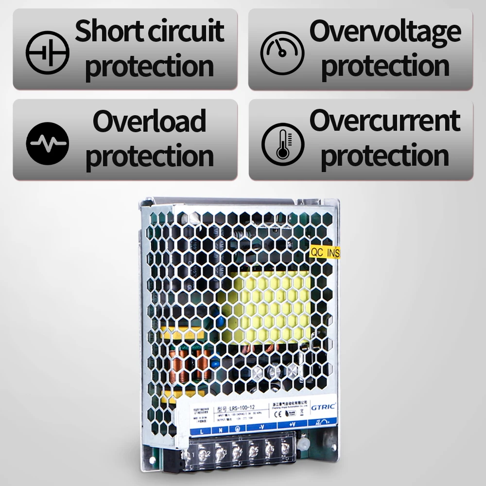 GTRIC Switching Power Supply LRS-100 Series 12V 24V 48V Single Output Power Supply Source Transformer For industrial Control