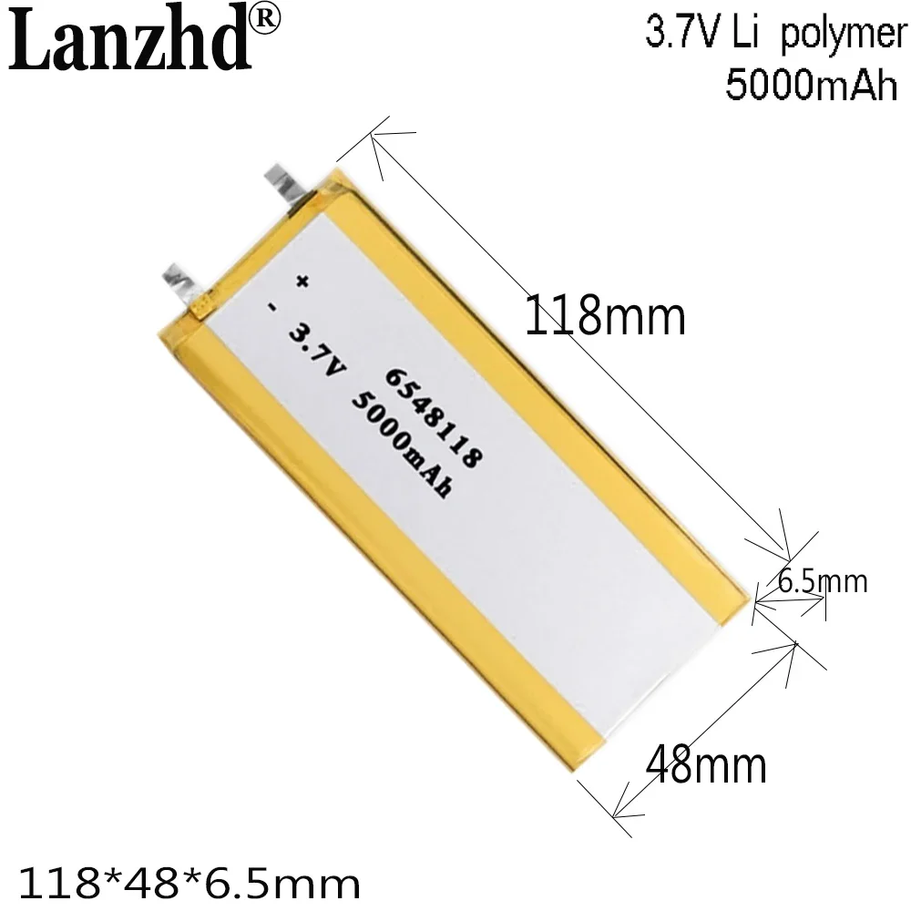 

1-10pcs 6548118 3.7V Polymer Lithium LiPo Battery For GPS DVD laptop power bank video game medical equipment 5000mAh