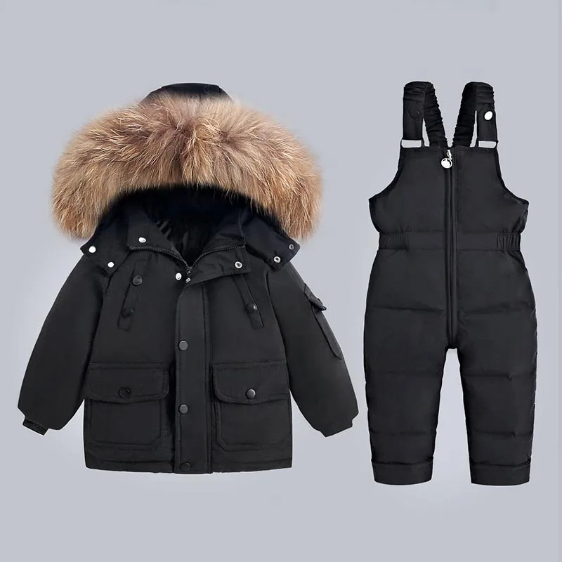 Kids Winter Thicken Warm Down Jacket Toddler Jumpsuit Children Clothing Set 2pcs Girl Clothes Infant Snowsuit 1-6Y