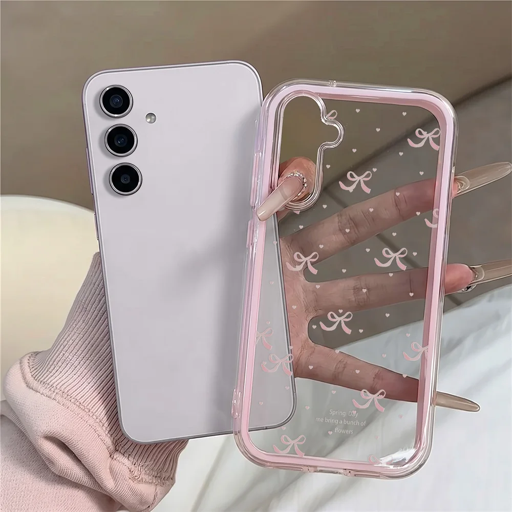 Cute Pink Bow Soft Phone Case For Samsung A57 A17 A07 A37 S26 Ultra S25 S24 A36 A56 A26 A16 Candy Color 2 IN 1 Transparent Cover - view 2