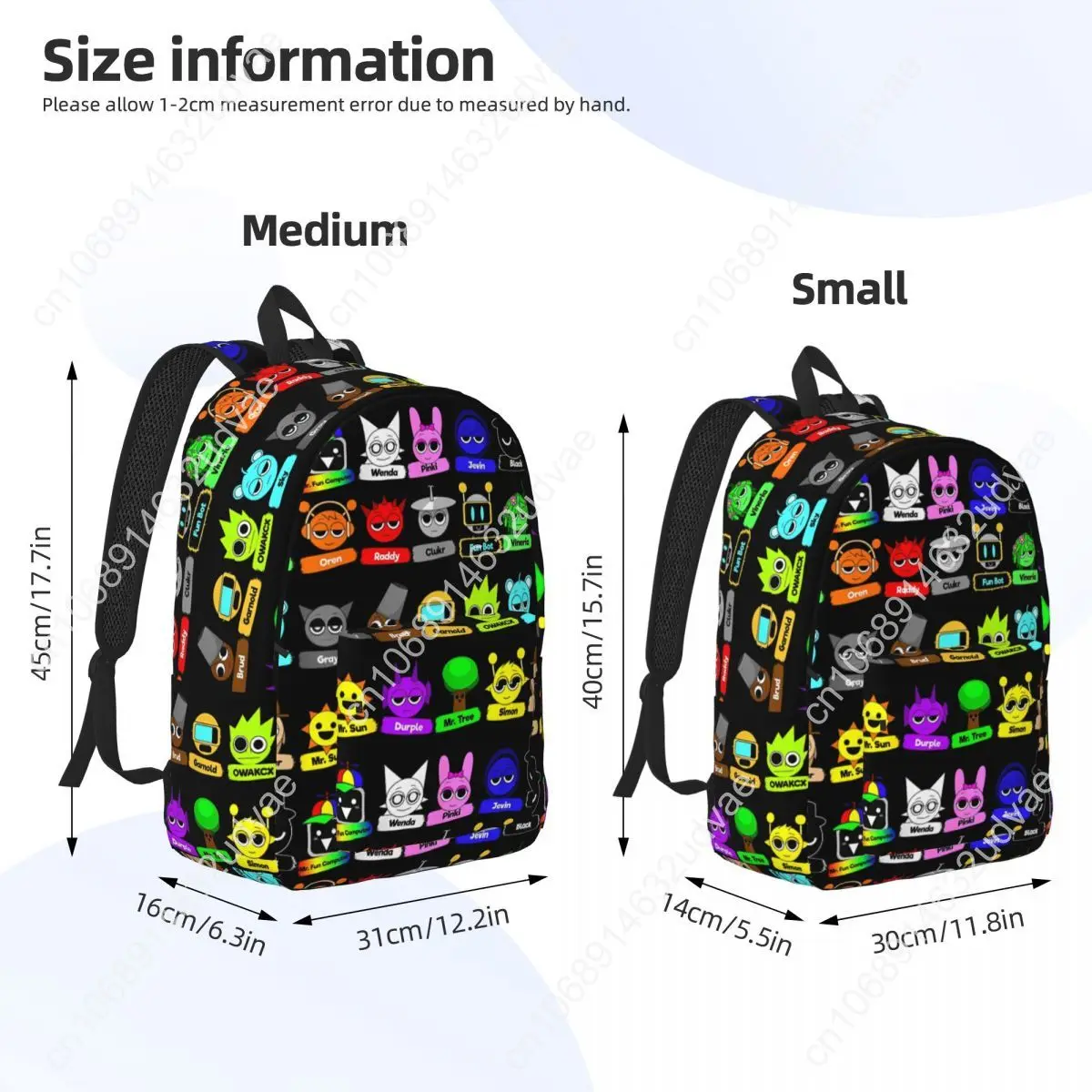 All Type Of New Sprunki 2025 Backpack for Men Women Casual Student Business Daypack Beat Game College Shoulder Bag with Pocket