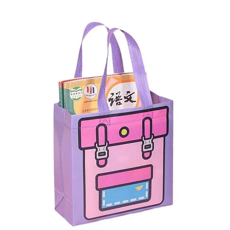 5 Stück niedliche Cartoon-Tragetaschen aus Vliesstoff in Dopamin-Farben, wiederverwendbare Handtasche, Geschenkverpackung für Kinder, für Partys, Feiertage und den täglichen Gebrauch – Detail 5