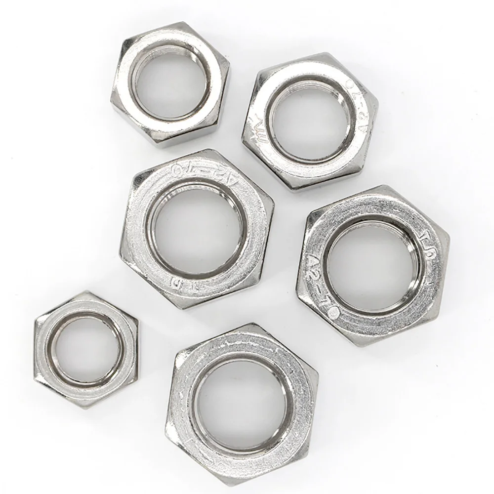 304 Stainless Steel Hexagon Nuts Metric M1-M30 Standard Coarse Thread Hex Nut Mechanical Assembly Fastening Hardware Replacement