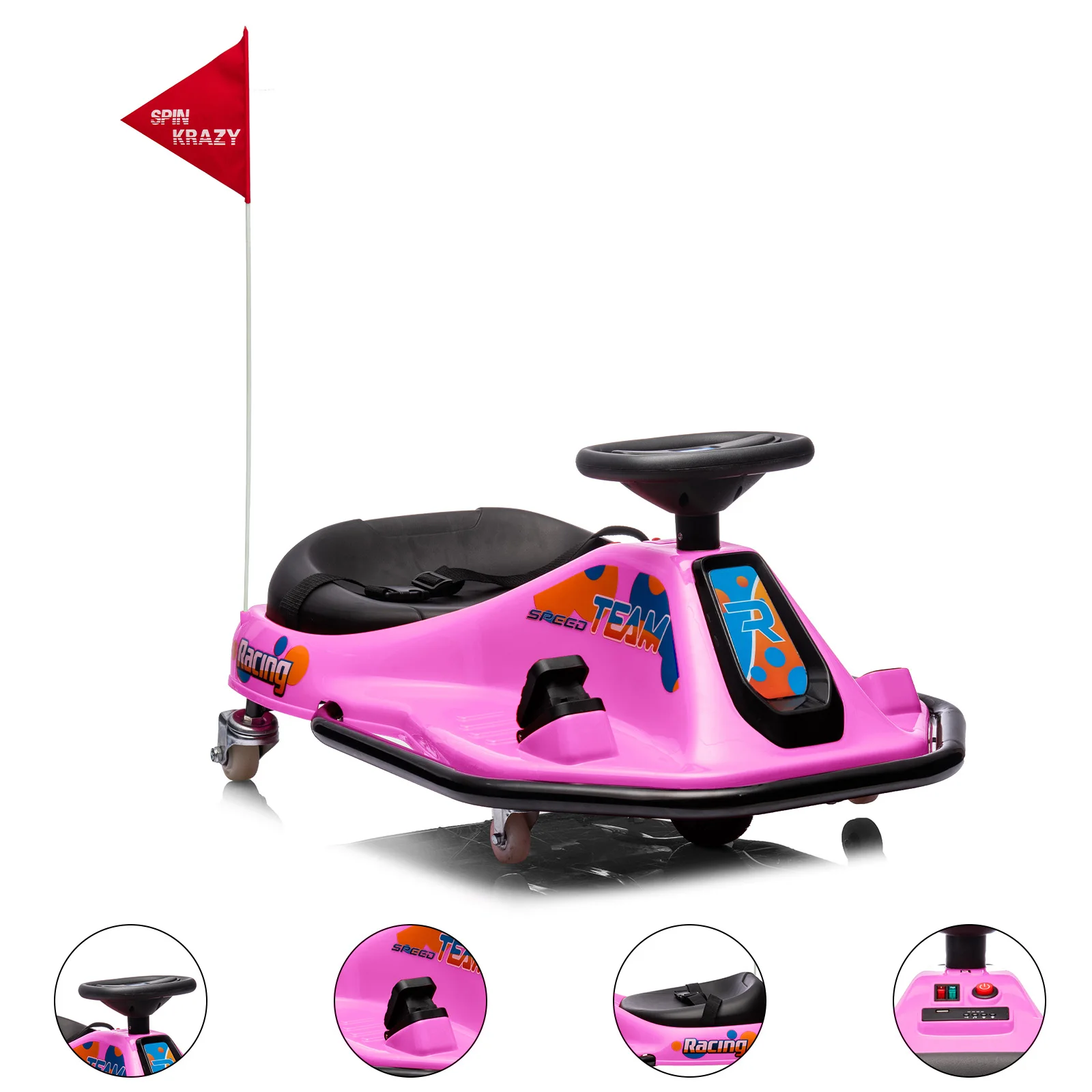 24V Ride on Car Electric Drifting Go Kart for Kids, Ride On Race Car- High/Low Speed Switch and Simplified Drifting System