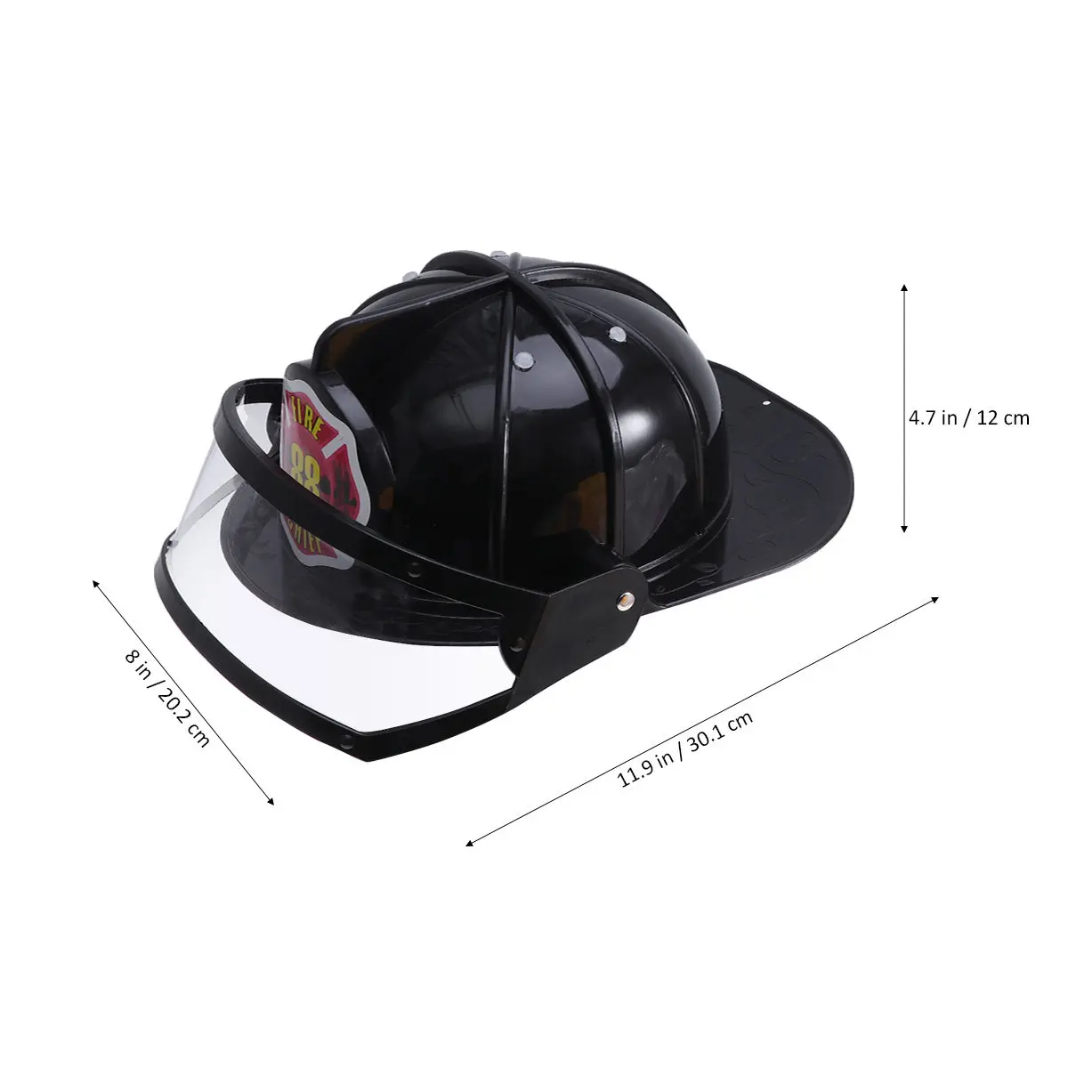 Adjustable Fire Hat for Kids Children Black Safe PVC Material Educational Creative Role Play Fun Gift Develops Thinking