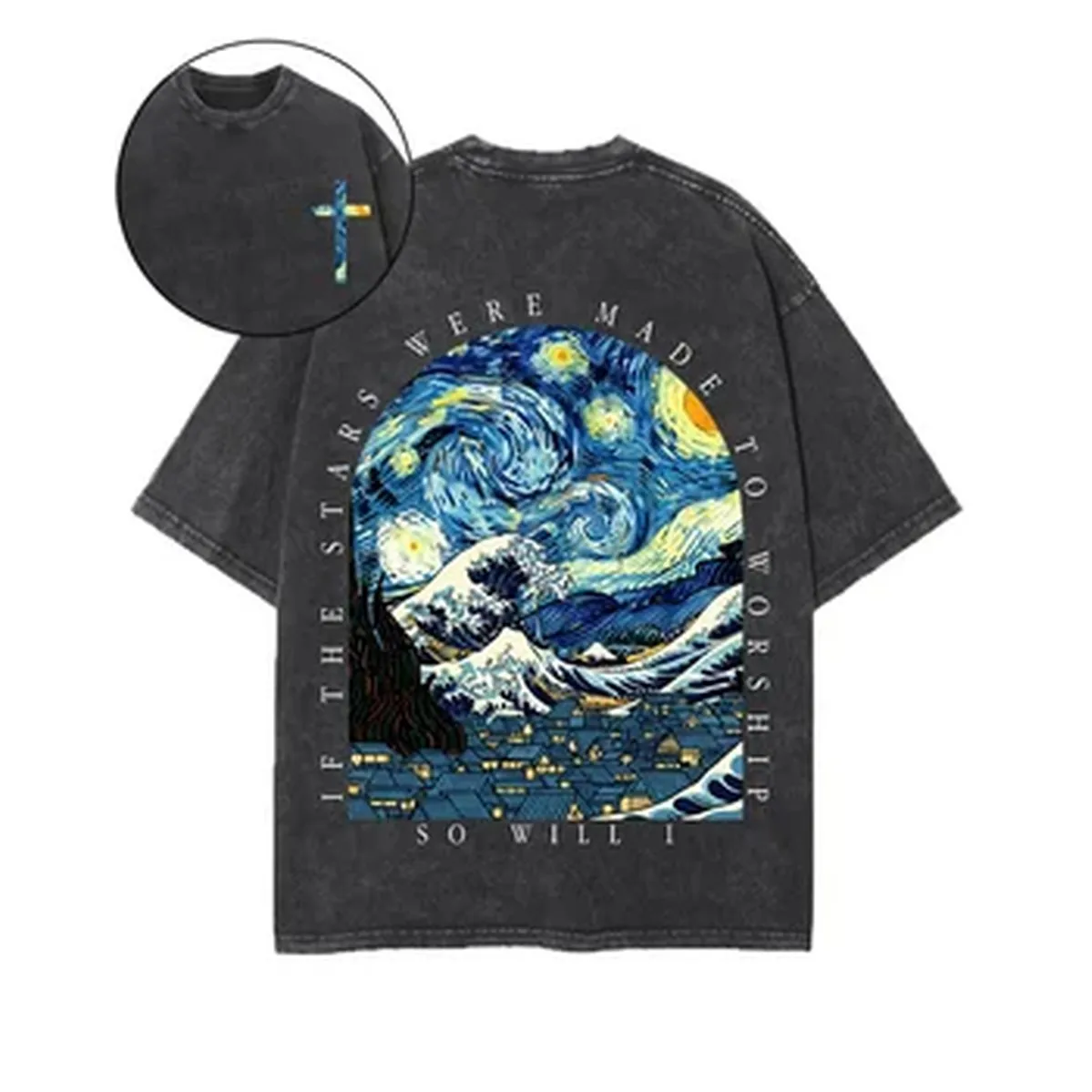 Art Painting Printed T-shirt Men Women Clothing Summer Short Sleeve 100% Cotton Soft Tshirt Vintage Washed Oversized Tees Tops