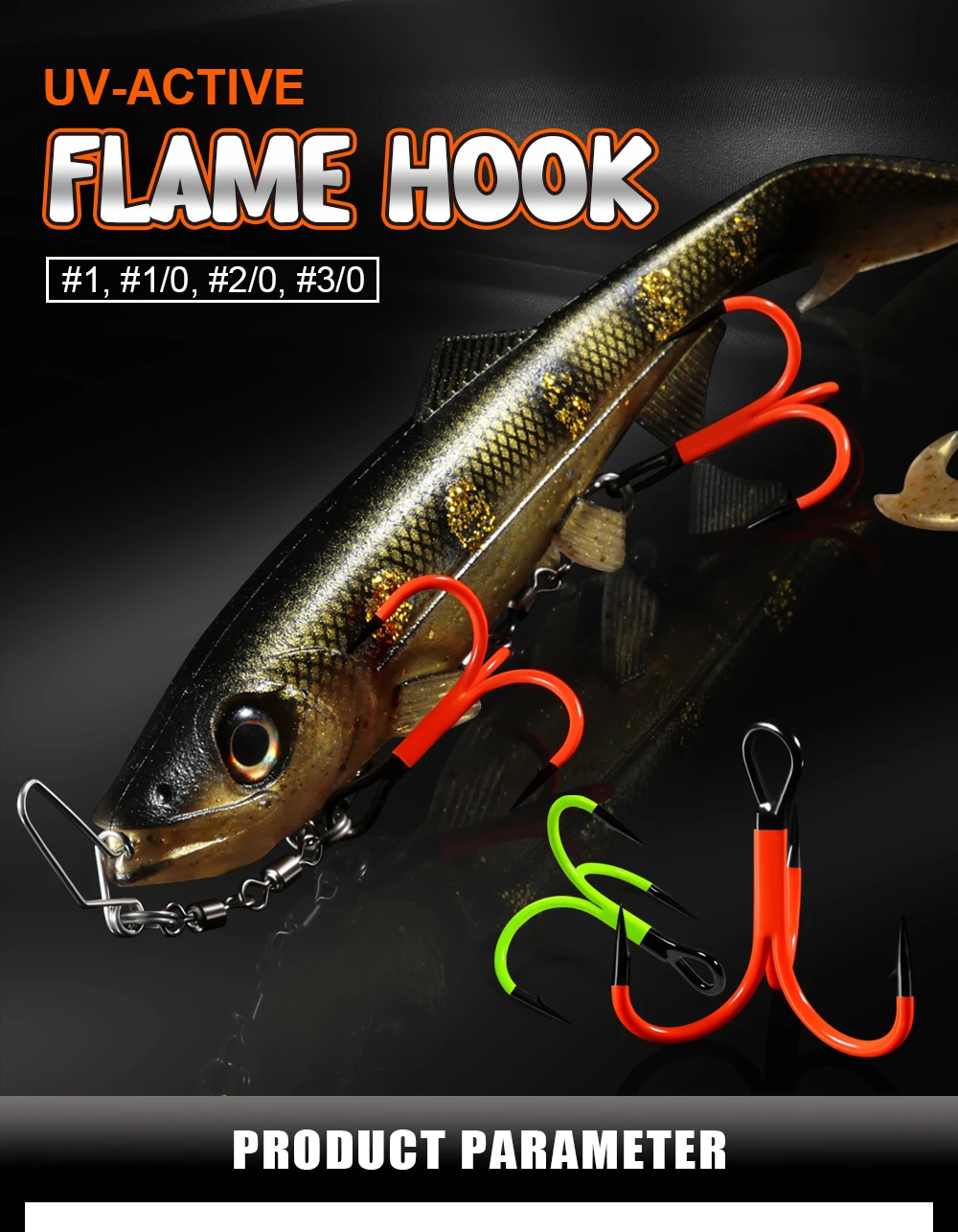 Spinpoler 1/0 2/0 3/0 UV-Haken 2 x starke beschichtete Spitze Triple Treble Swimbait Tiefseeangeln Süßwasserbarsch Hecht Barsch Tackle – Detail 1