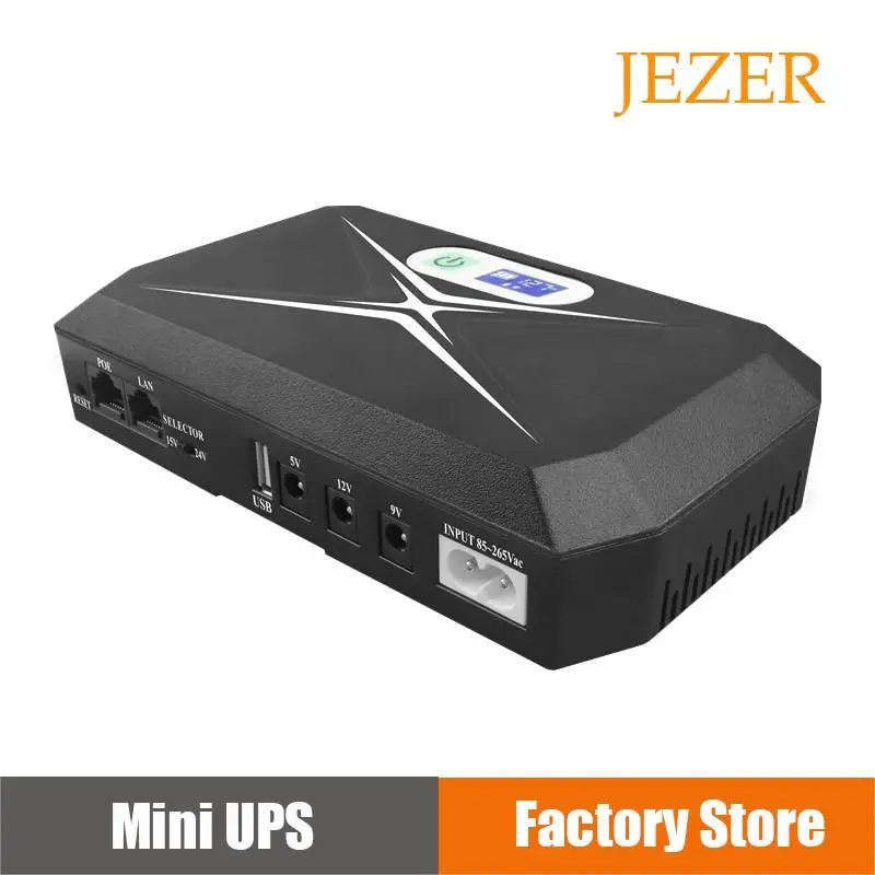 

JEZER 10400mAh 36W 2A 5V/9V/12V Large Capacity Multipurpose Mini Portable UPS Backup Power Adapter for WiFi, Router