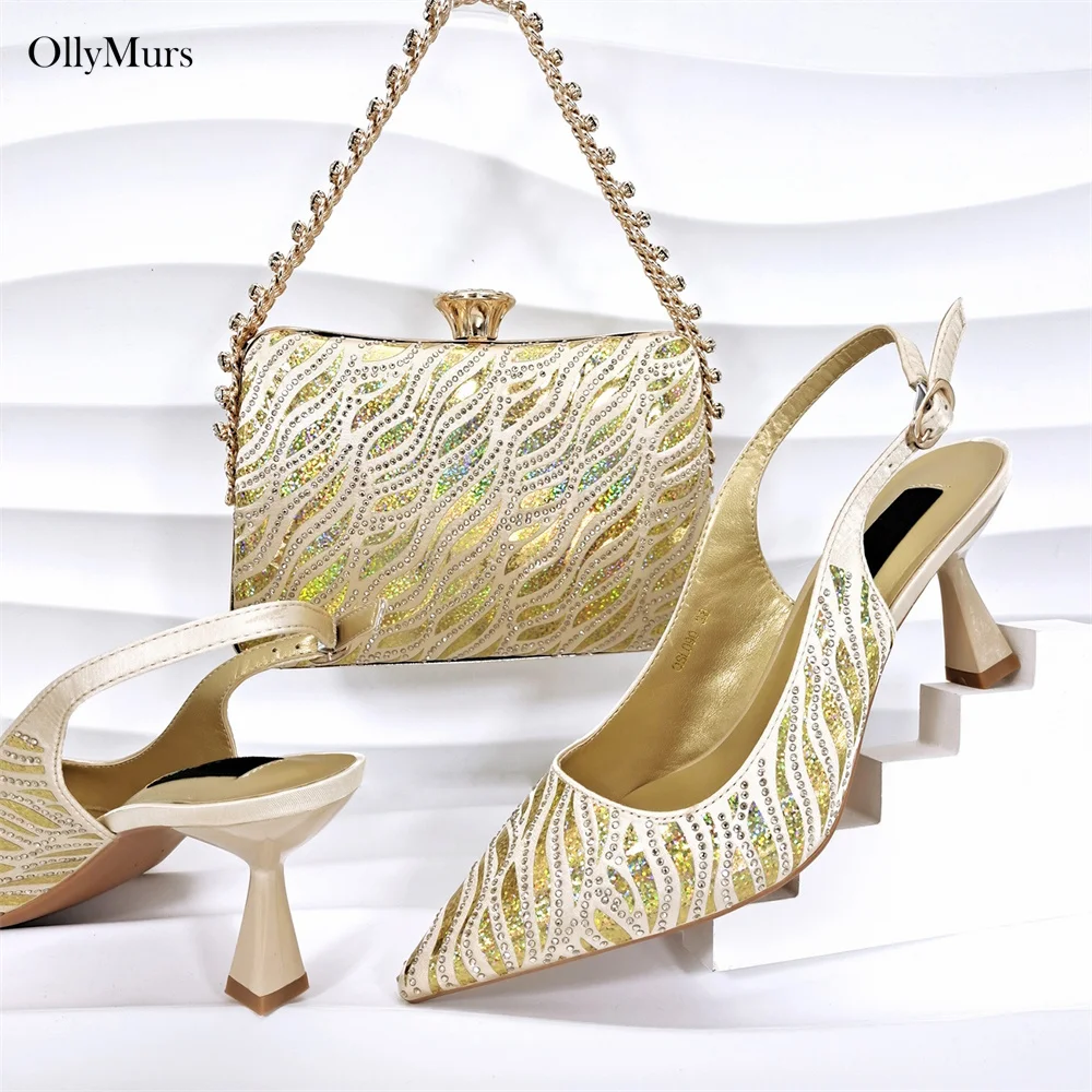 

Latest Summer Special Ladies Shoes And Bags To Match Set Italian Style Thin Heels Shoes And Bag Set For Wedding Party