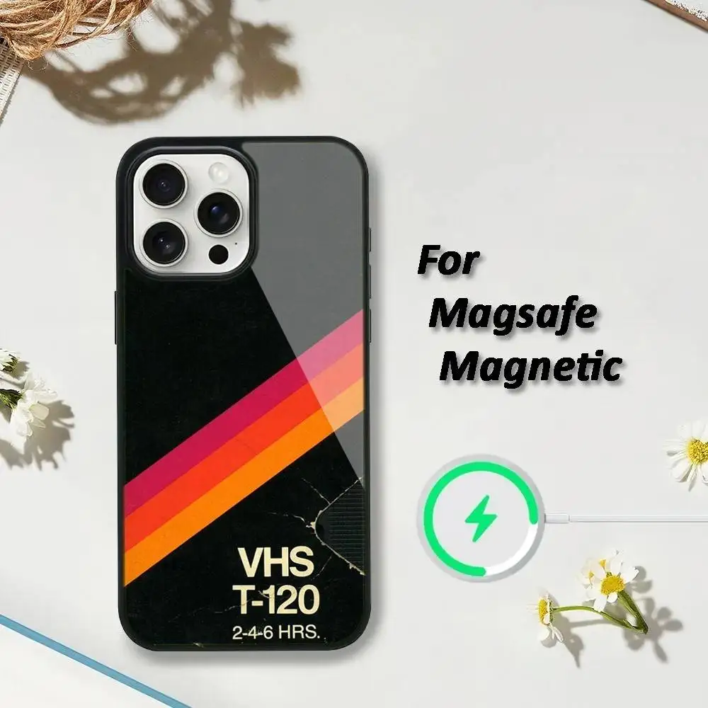 حافظة هاتف بشريط فيديو VHS ريترو لهواتف iPhone 16,15,14,13,12,11,Plus,Pro,Max,Mini Magsafe شحن لاسلكي مغناطيسي