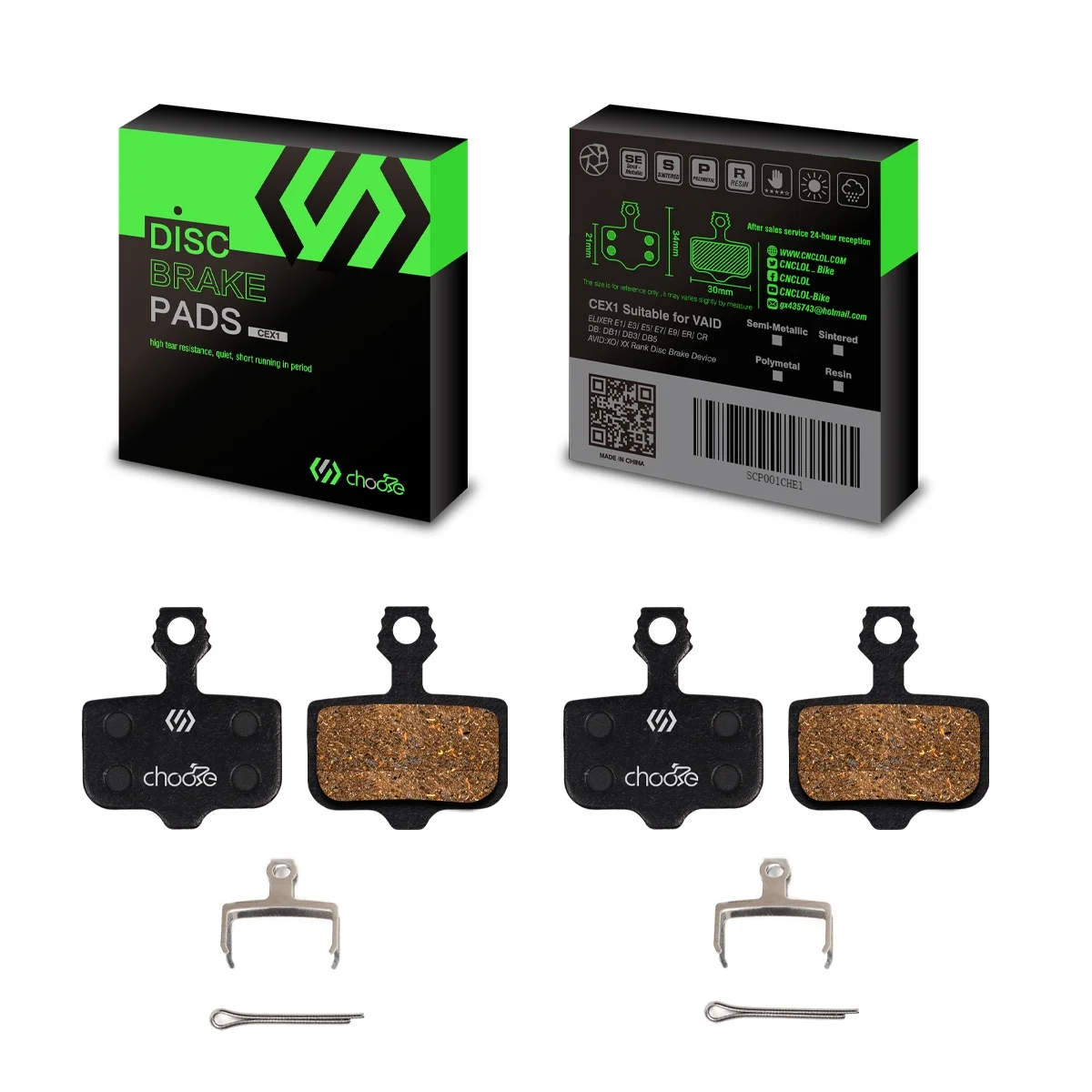 

SUNTNUR Organic Resin Bicycle Brake Pads For AVID ELIXIR 1 3 5 7 9 CR R Mag SRAM XO XX World Cup 2 Pairs