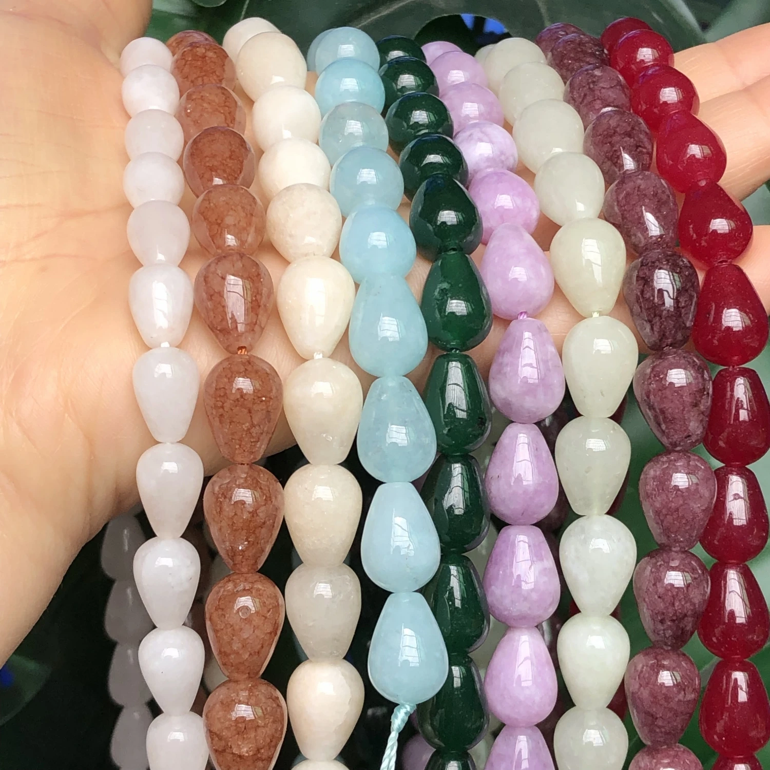 Natural Water Drop Chalcedony Jades Stone Beads Loose Spacer Beads For Jewelry Making Handmade DIY Earrings Bracelet Accessories