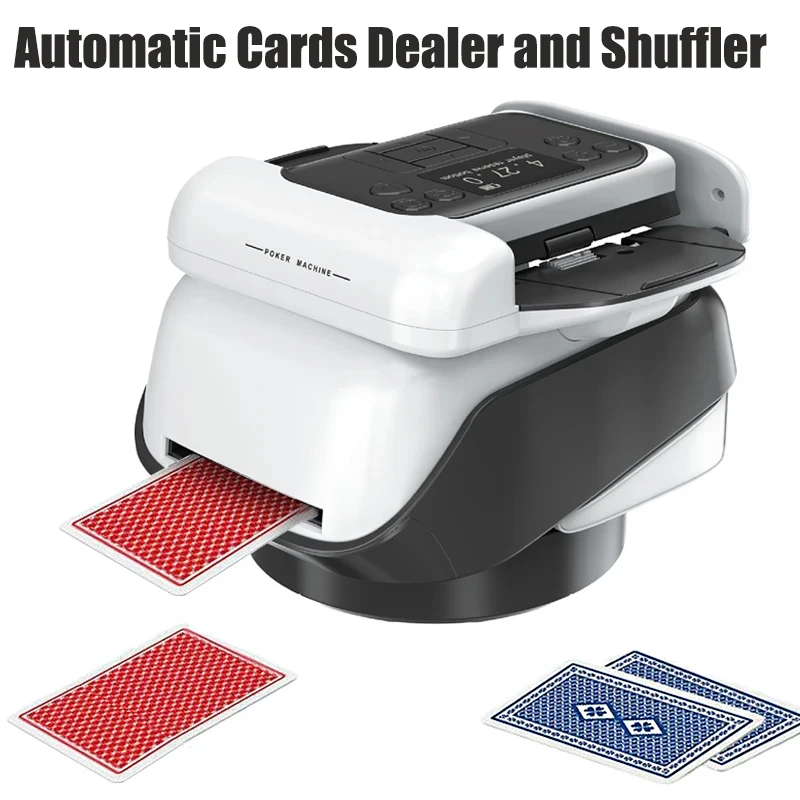 Automatic Card Dealer, Rechargeable Cards Shuffler Shuffling Dealing Playing Poker Cards Machine for Card Games Travel Camping