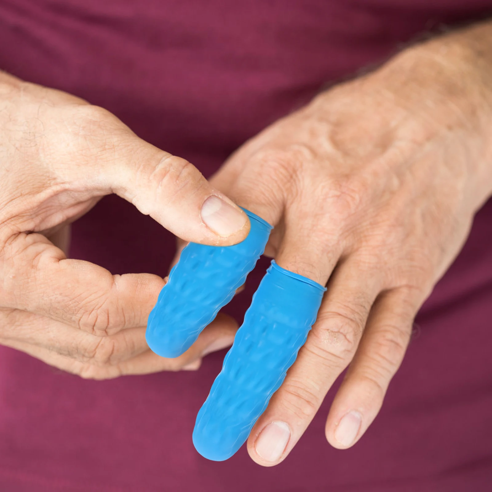 

100pcs Nitrile Finger Coats Breathable Reusable Finger Protectors Joint Support Pain Relief Sports Gardening Construction Work