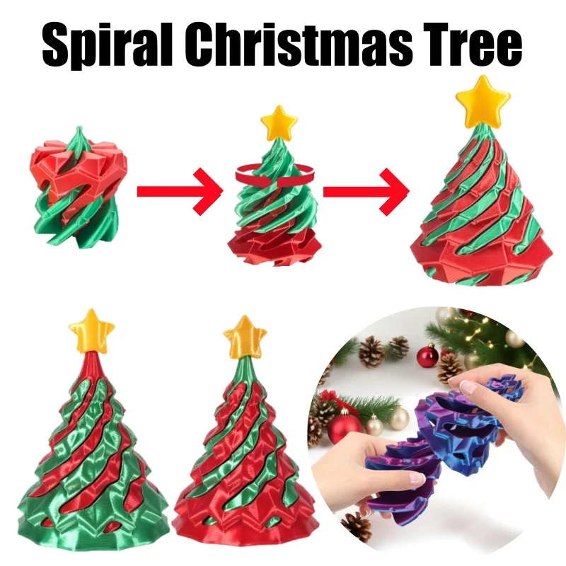

Печатная спиральная рождественская елка, спиральная невозможная конусная игрушка-непоседа для расслабляющих рождественских елочных украшений