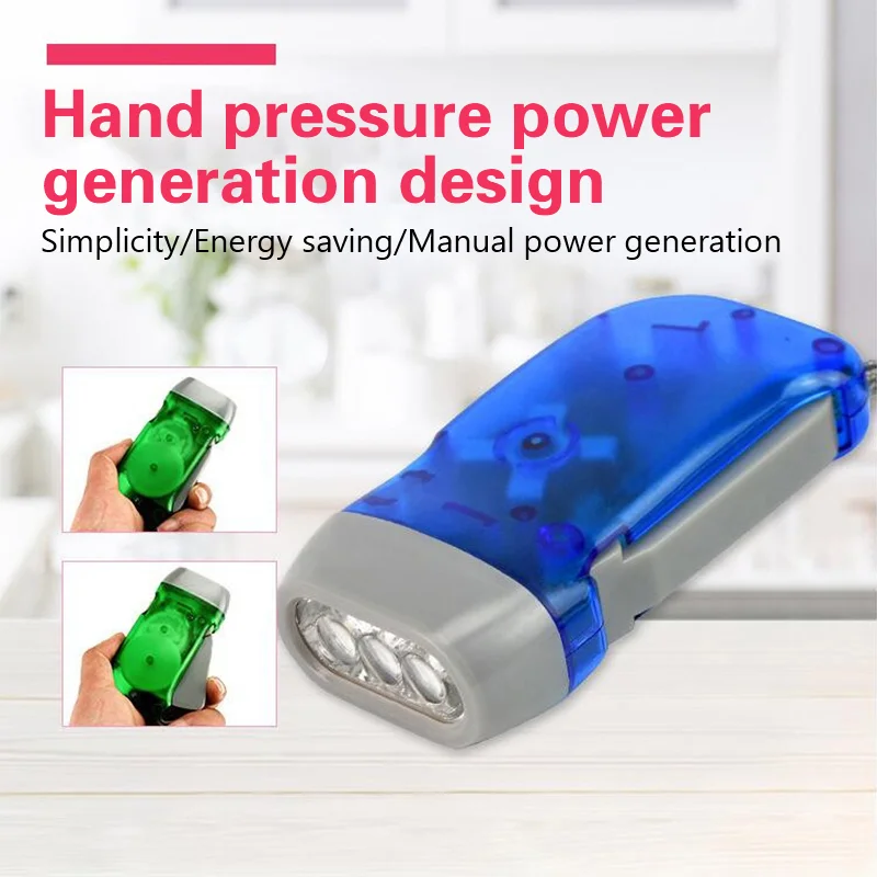 Hot Sell Outdoor LED Manual Pressure Generator Crank Flashlight No Battery Flashlight Camping Light Lamp Emergency Survival Tool