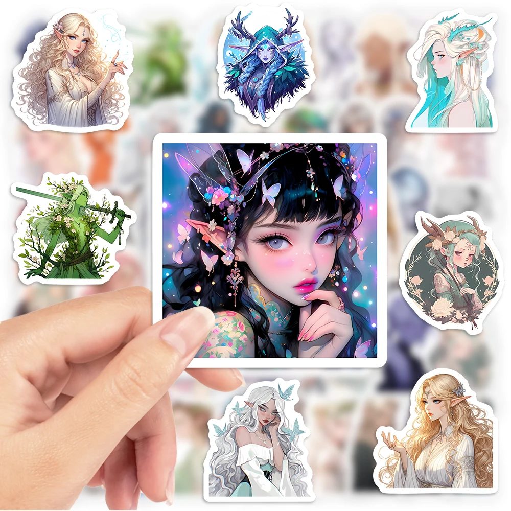 Concept Art Cartoon Elf Girl Stickers  Pointy Ears DIY Gift Toys Decal Scrapbook Phone Decorative Bottles Luggage Waterproof