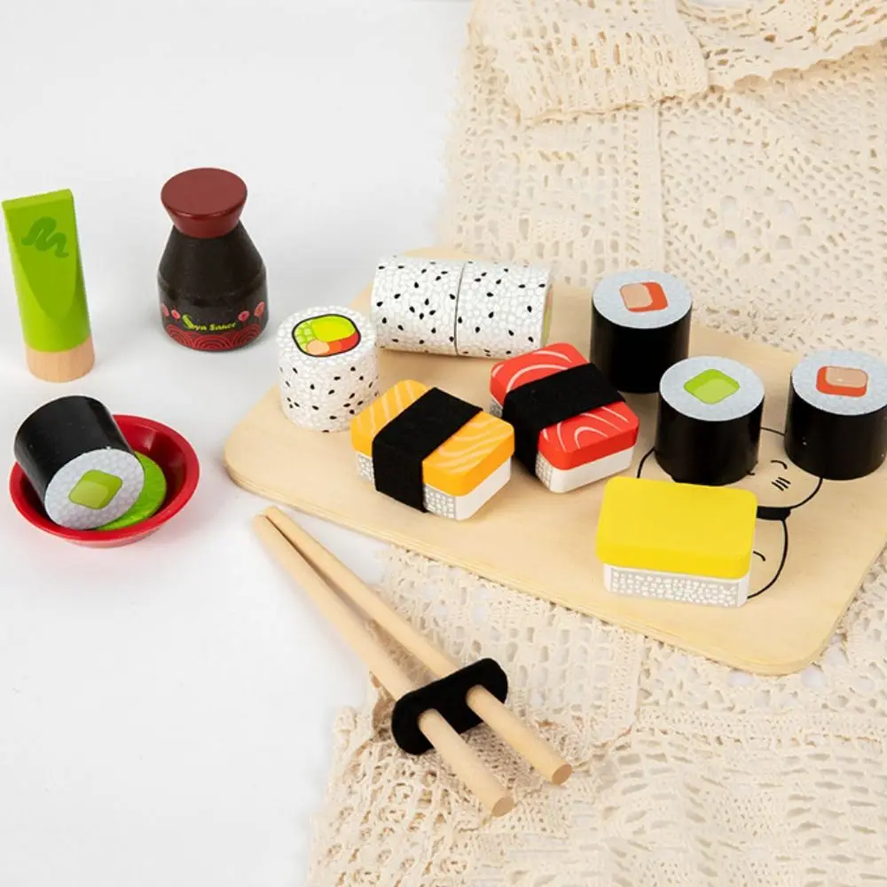 Simulation de Sushi en bois robuste, jeu de Simulation éducatif, ensemble de nourriture, Design amusant, ensemble de nourriture en bois Durable, jeu de Simulation
