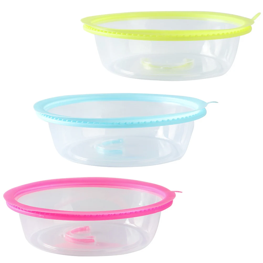 

3Pcs Clear Microwave Food Cover PP Fresh-Keeping Protective Seal Lid for Bowls Plates Skillets Reusable Household Food Protector