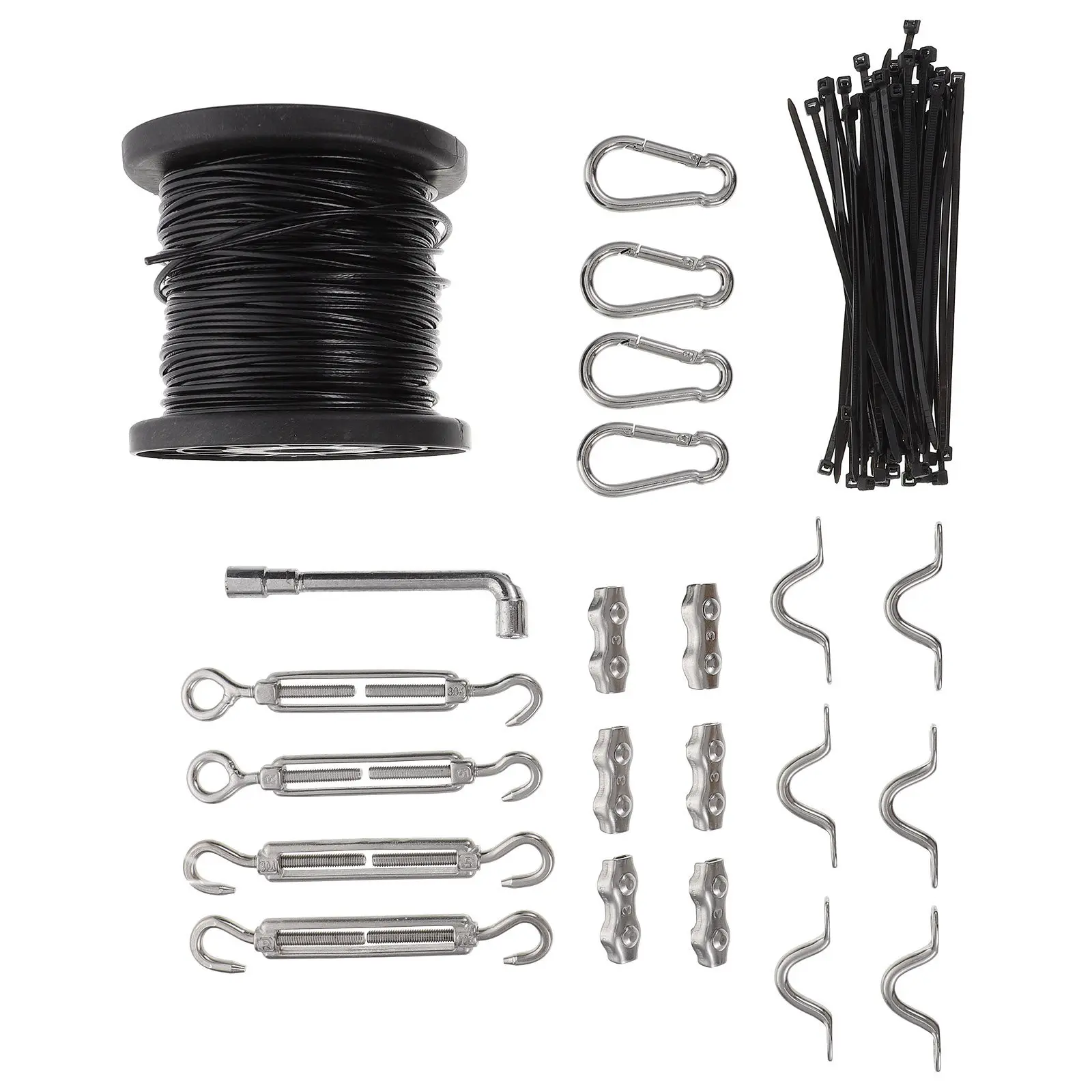 1Set Outdoor String Light Hanging Kit Stainless Wire Rope Tensioner Rust Resistant Tent Deck Cable Railing Supplies
