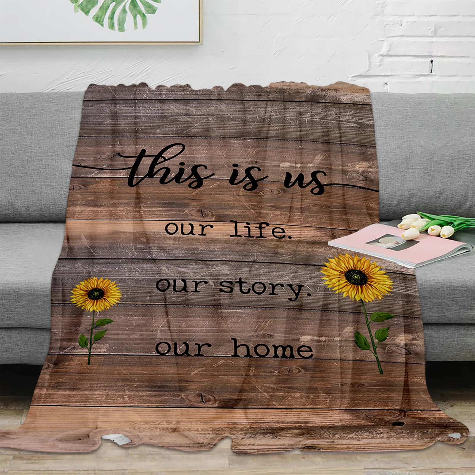 

Country Farm Flower Sunflower Throw Blanket Warm Plush Blankets Portable Travel Camping Picnic Blanket