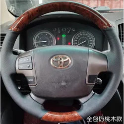 hand-stitched peach wood grain Genuine leather Car Steering Wheel Cover for Toyota Land Cruiser LC 2008-2015 Tundra 2007- 2013