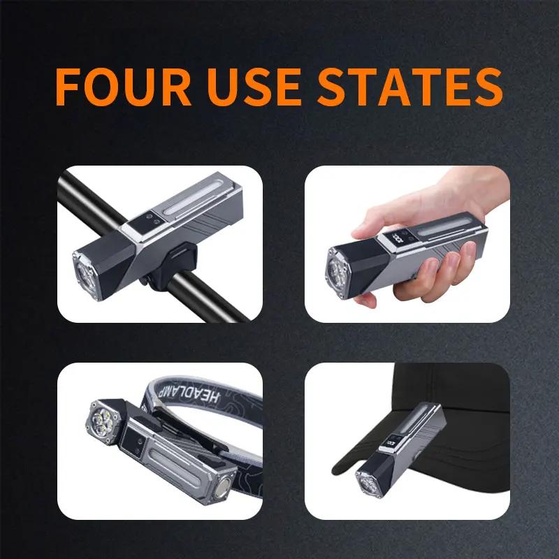 JIASHUAIXIN senter multifungsi sudut lampu suasana warna-warni senter magnetik lampu kerja lampu depan lampu sepeda