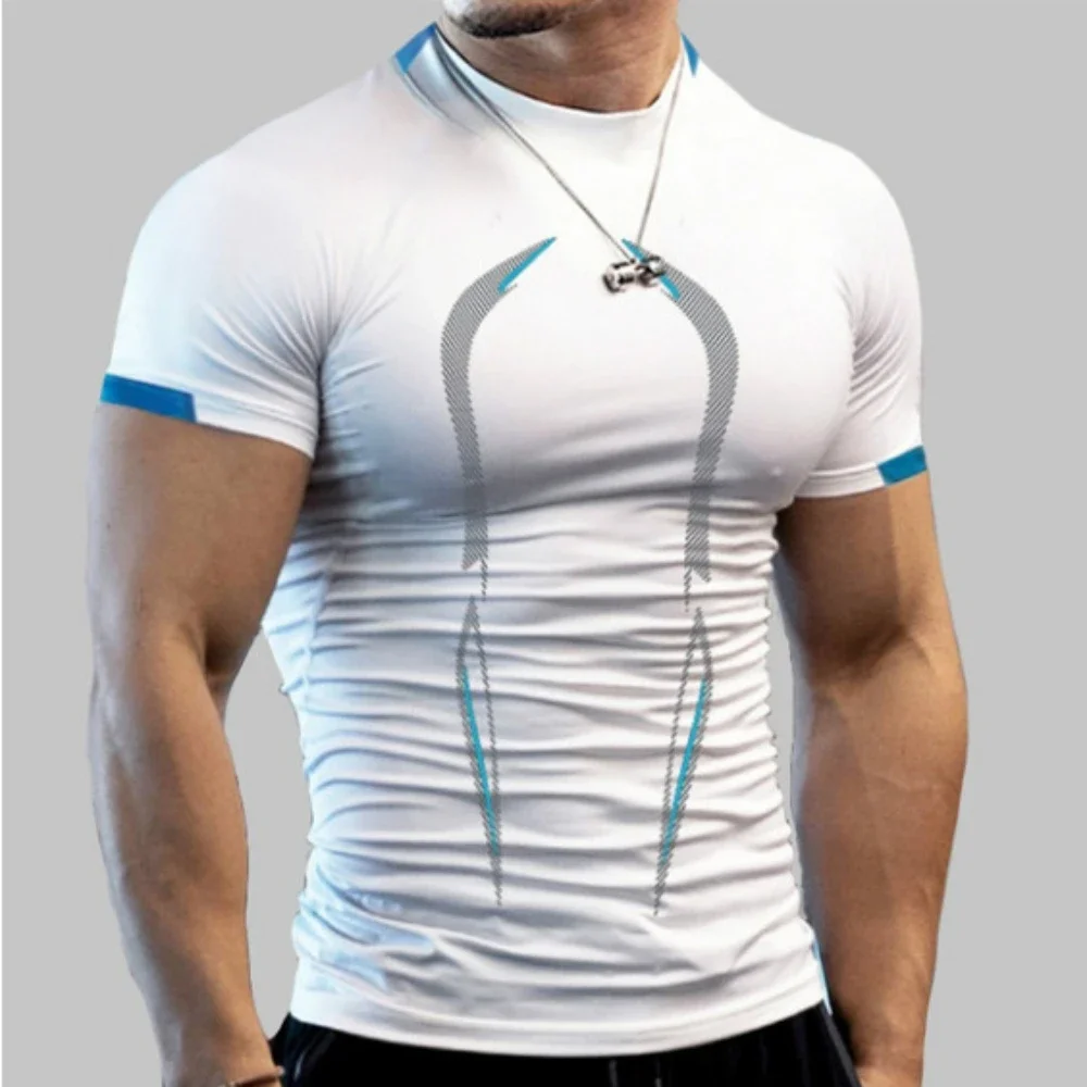 New Summer Sportswear Gym Breathable T Shirt Men Quick Drying Jogging T-Shirt Men Training Tees Fitness Tops Running T-shirt