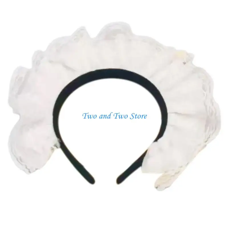 

HX6F Sweet Women Anime Gatherings Hairband Pleated Lace Headbands Japanese Cosplay Maid Hair Hoop for Performances