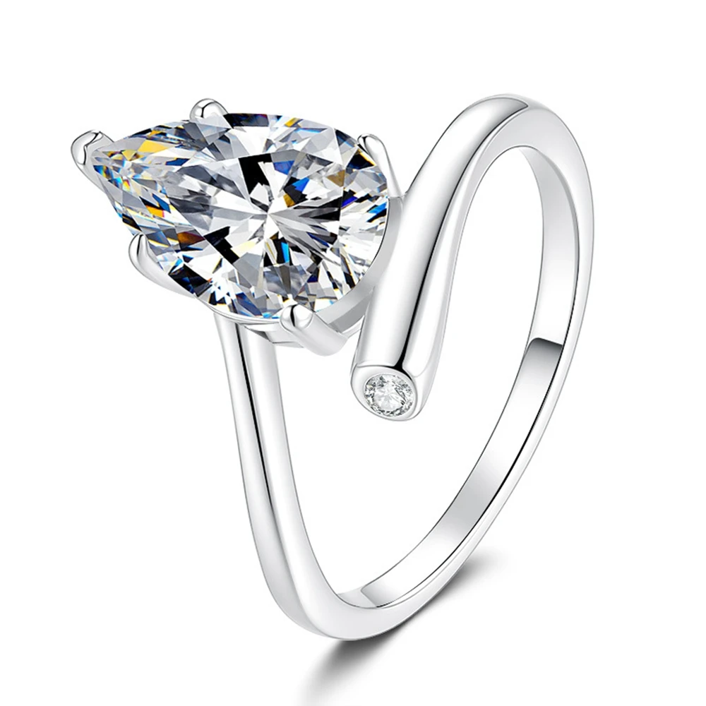 D Color VVS1 2-3ct Moissanite Ring S925 Sterling Silver Zircon Wedding Rings for Woman Birthday Party High-End Jewelry Gift