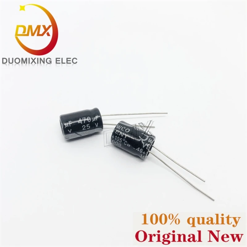 50PCS/LOT 100%NEW 470UF25V 8*12MM High temperature resistance 105°C In-line aluminum electrolytic capacitor 25V 470UF 8X12MM