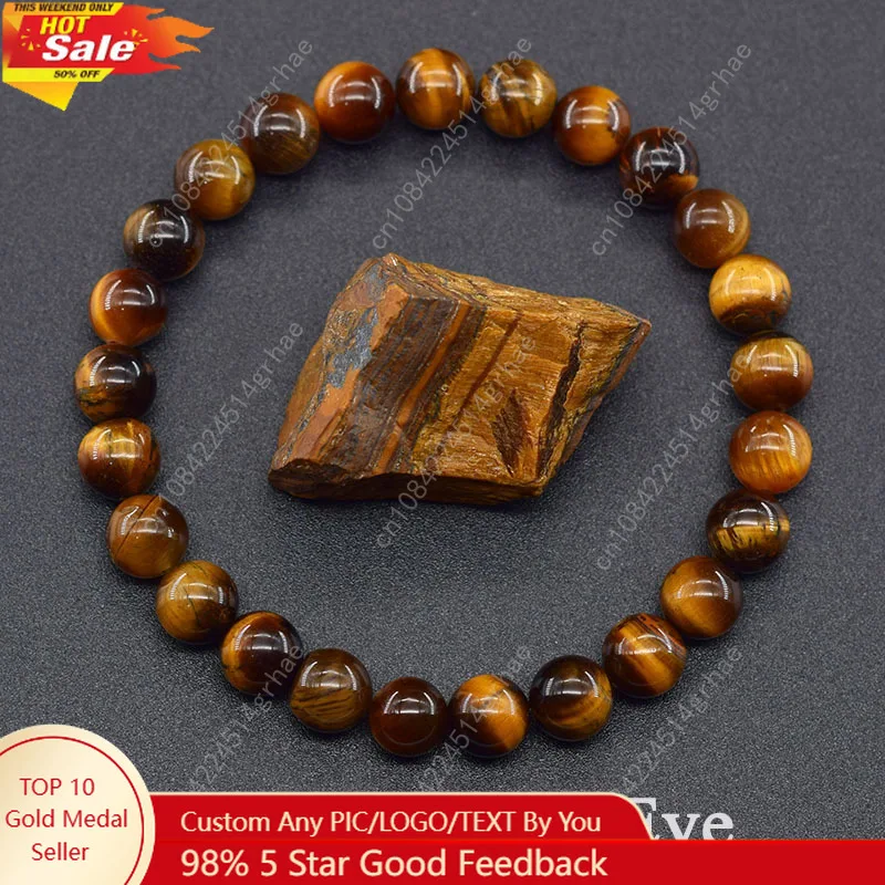 

5A Natural Tiger Eye Bracelets Men Women Charm Natural Stone Jewelry Health Protection Soul Healing Couple Crystal Bead Bracelet