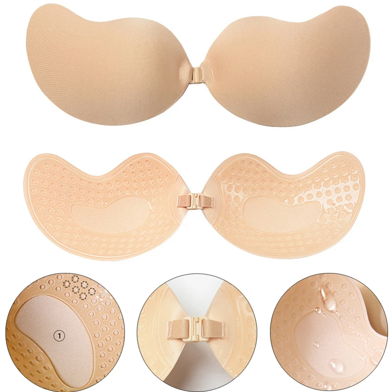 

Invisible Strapless Push Up Bra Women Reusable Backless Nipple Sticker Self Adhesive Silicone Bra Front Closure Sticky Underwear