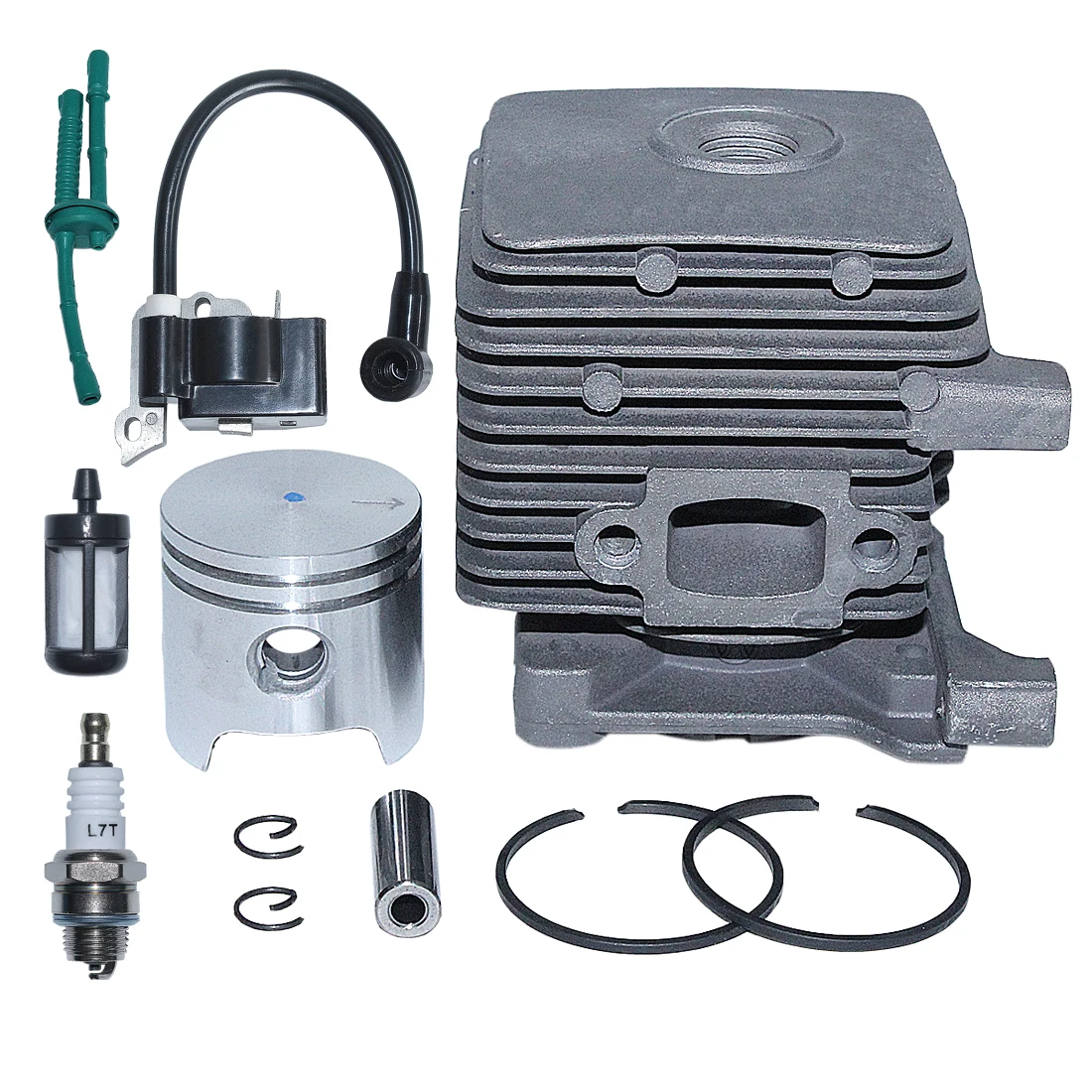 Bobina de ignição de pistão de cilindro de 34mm com kit de vela de ignição de linha de filtro de combustível para aparador Stihl FS55 FS45 FS38 4140 020 1202